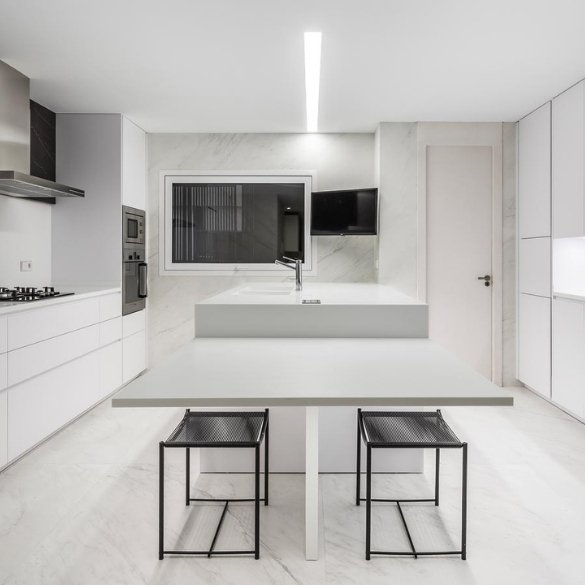 cocina minimalista con solid surface