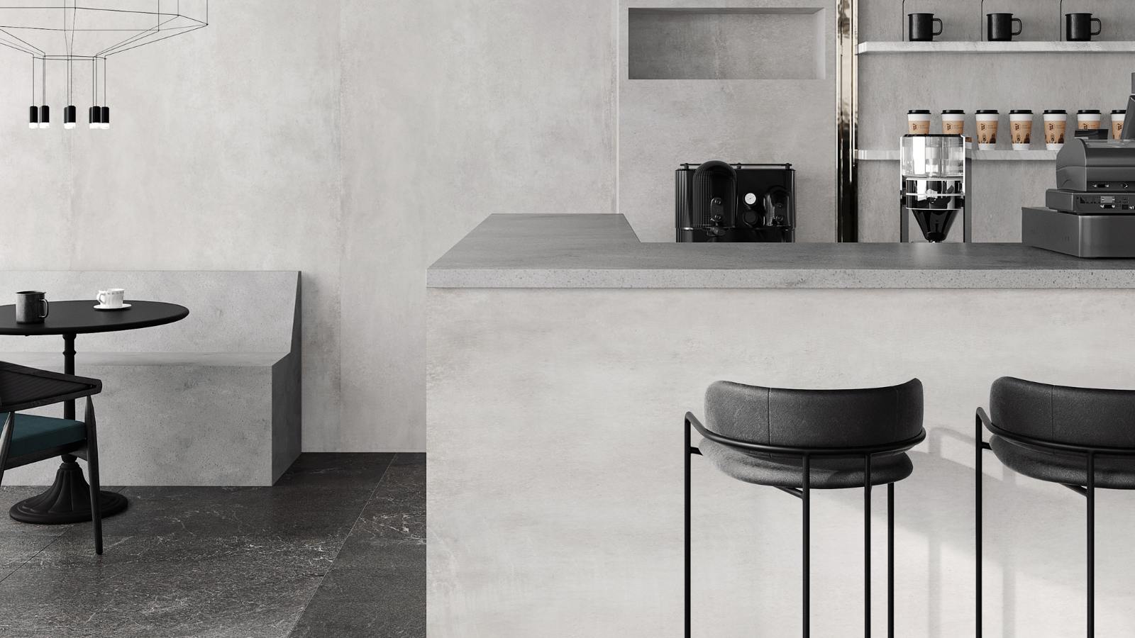 decorar cafeteria moderna en gris