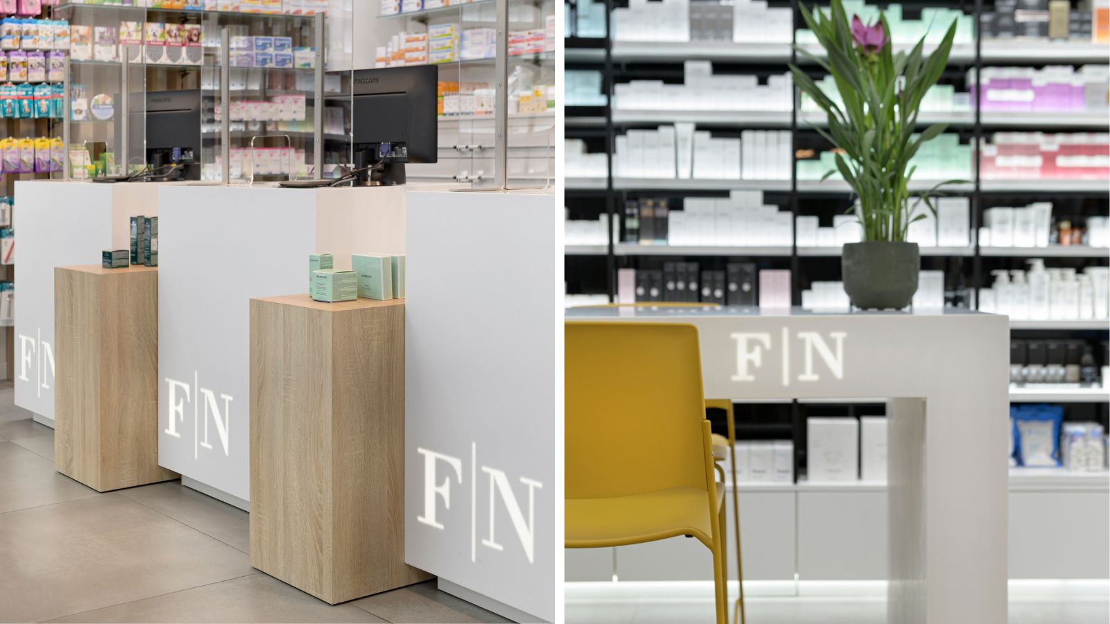 decoracion farmacia mostrador moderno